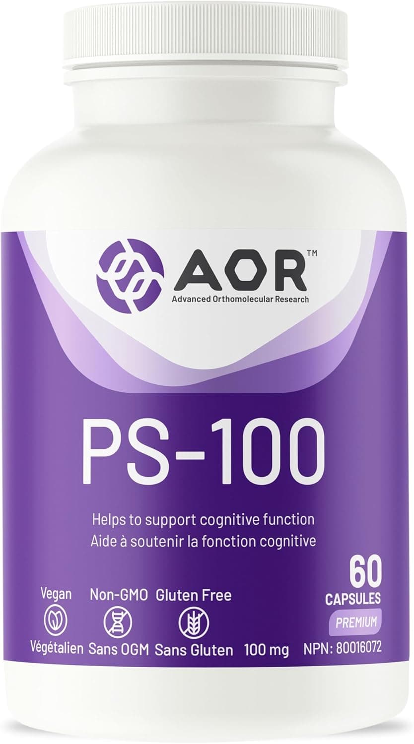 PS-100 Phosphatidylserine 100mg, 60 Caps 20-Day Supply - Vegan And Non-GMO - Ideal For Supporting Mental Clarity, Focus & Cognitive Support - Contains PS Phosphatidylserine From Sunflower Lecithin