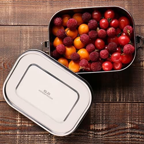 Stainless Steel Bento Lunch Food Box Container Large 1400ml Metal Bento Lunch Box Container Lockable Clips Leak Proof BPA-Free Dishwasher Safe - Thumbnail 6
