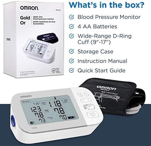 Gold Wireless Upper Arm Blood Pressure Monitor With Side-by-Side LCD Comparison 2-User 120-Reading Memory - Thumbnail 6