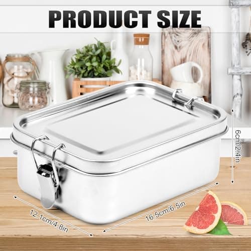 2 Pcs 850ml Stainless Steel Food Storage Container Set with Lids - Thumbnail 2