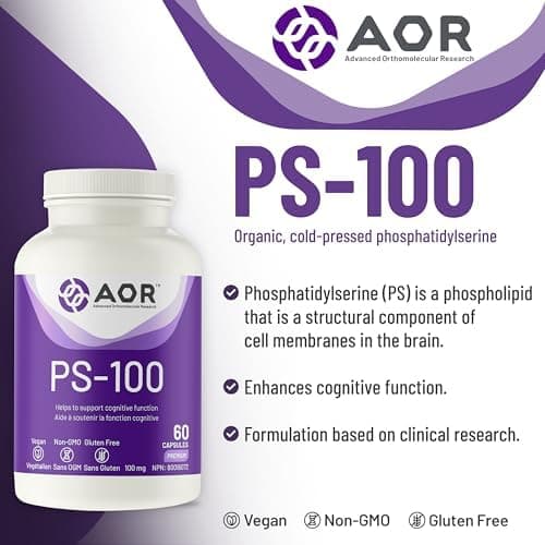 PS-100 Phosphatidylserine 100mg, 60 Caps 20-Day Supply - Vegan And Non-GMO - Ideal For Supporting Mental Clarity, Focus & Cognitive Support - Contains PS Phosphatidylserine From Sunflower Lecithin - Thumbnail 5
