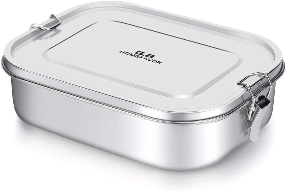 Stainless Steel Bento Lunch Food Box Container Large 1400ml Metal Bento Lunch Box Container Lockable Clips Leak Proof BPA-Free Dishwasher Safe - Image 1