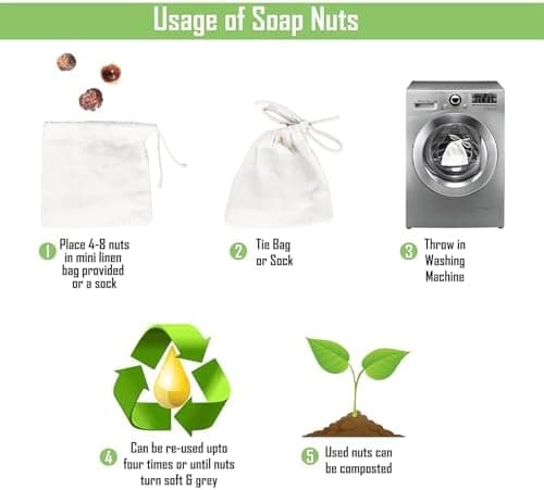 Organic Soap Nuts Deseeded 1lb/450g With 2 Wash Bag Approx 180 Loads - Thumbnail 4
